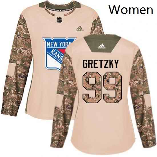 Womens Adidas New York Rangers 99 Wayne Gretzky Authentic Camo Veterans Day Practice NHL Jersey